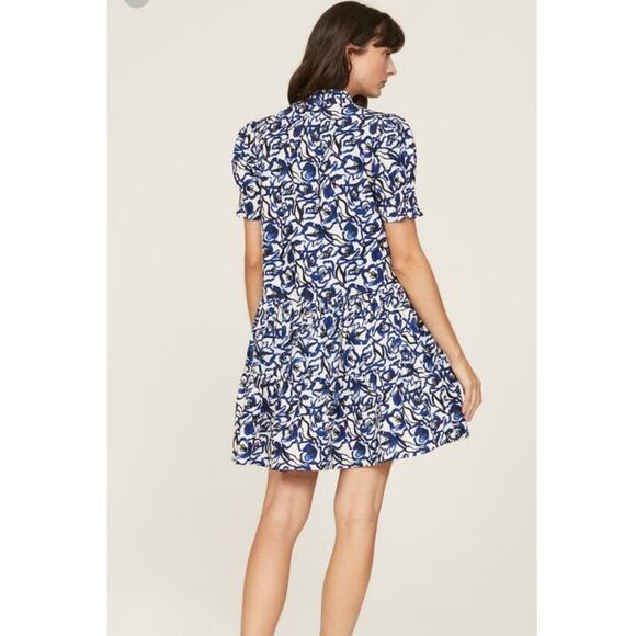 APIECE APART Blue White Floral Cotton Las Alturas Mini Dress Size Small - Picture 2 of 9